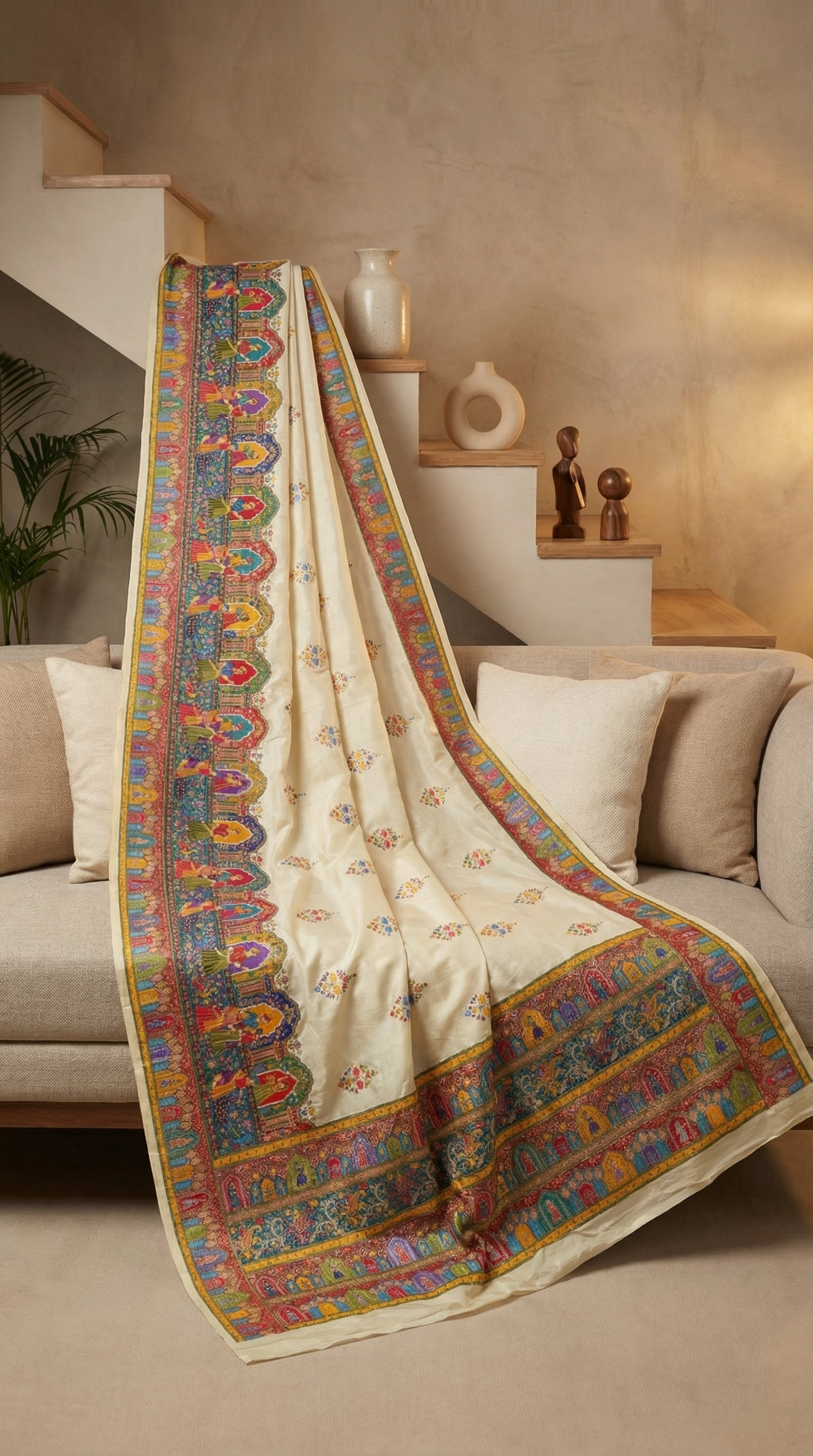 Heritage Silk  jacquard viscose Saree with Position Print