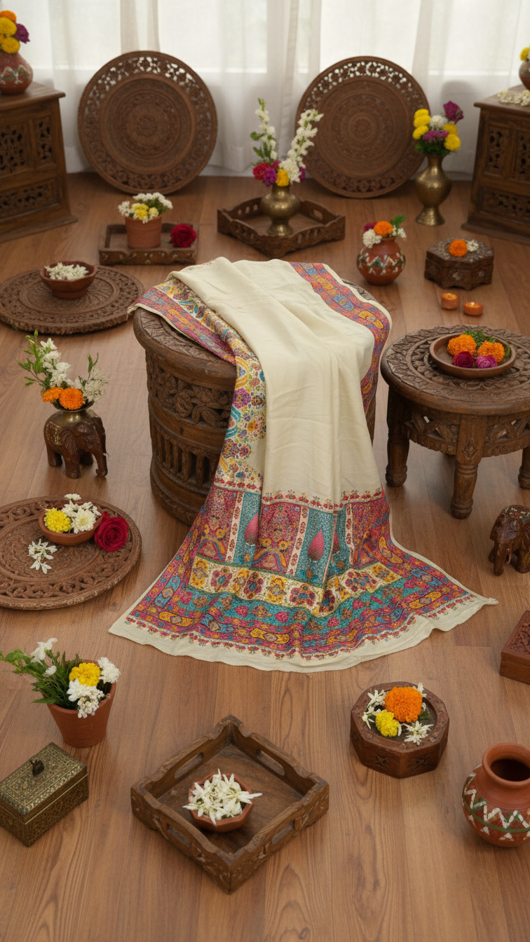 Ivory Dola Silk jacquard viscose Position Saree
