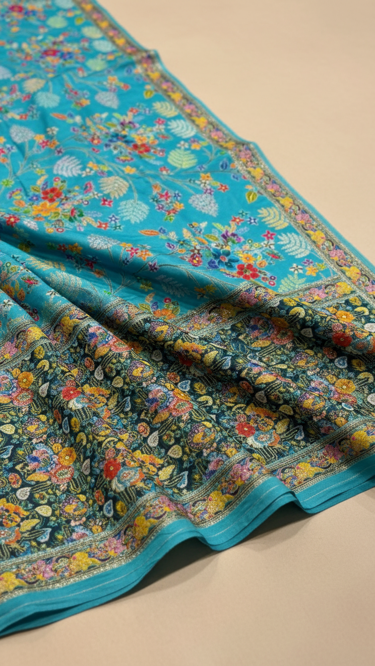Heritage Silk  jacquard viscose Saree with Position Print