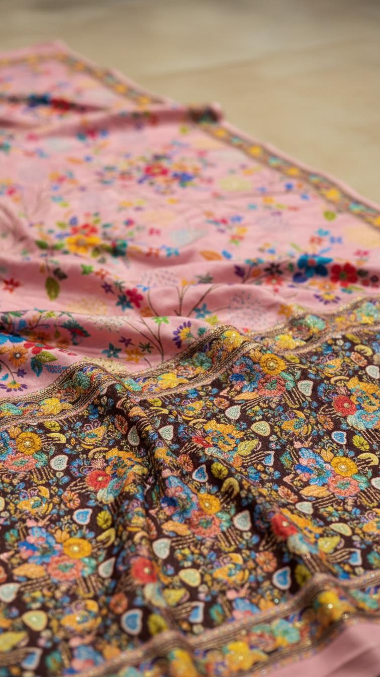 Heritage Silk  jacquard viscose Saree with Position Print