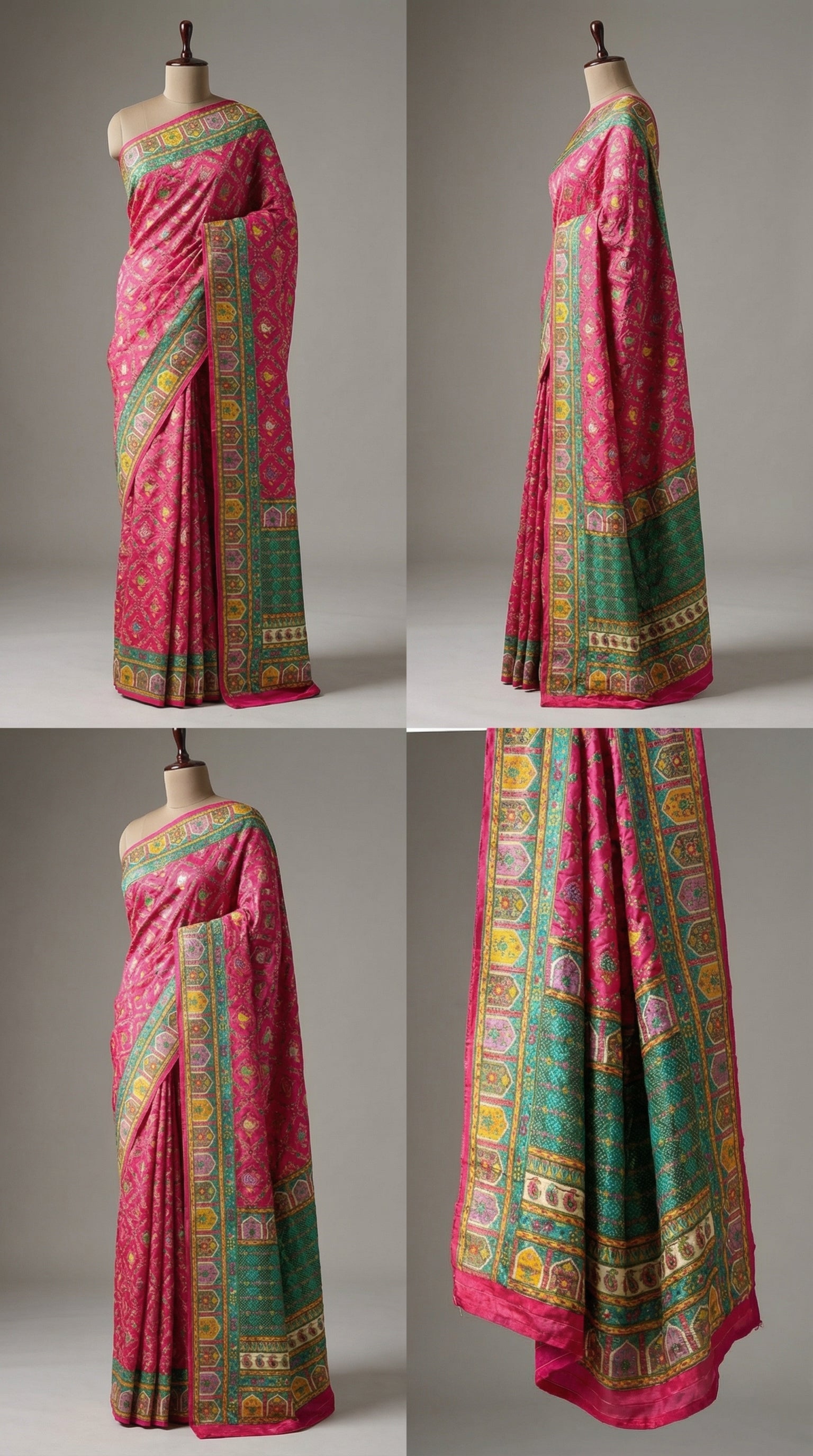 Rani Fancy Satin Traditional saree with Position Print