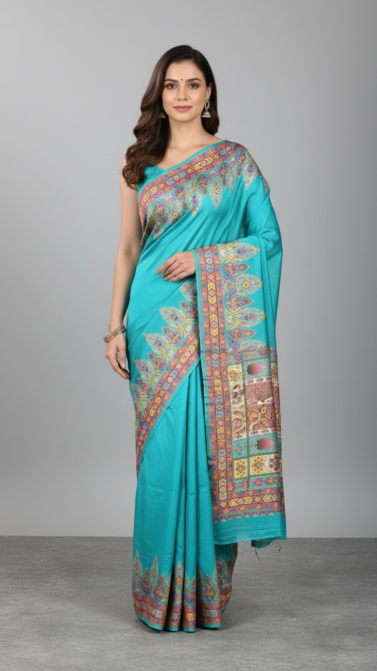 Ivory Rama Dola Silk jacquard viscose Position Saree