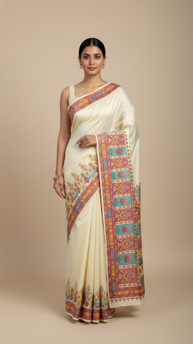 Ivory Dola Silk jacquard viscose Position Saree