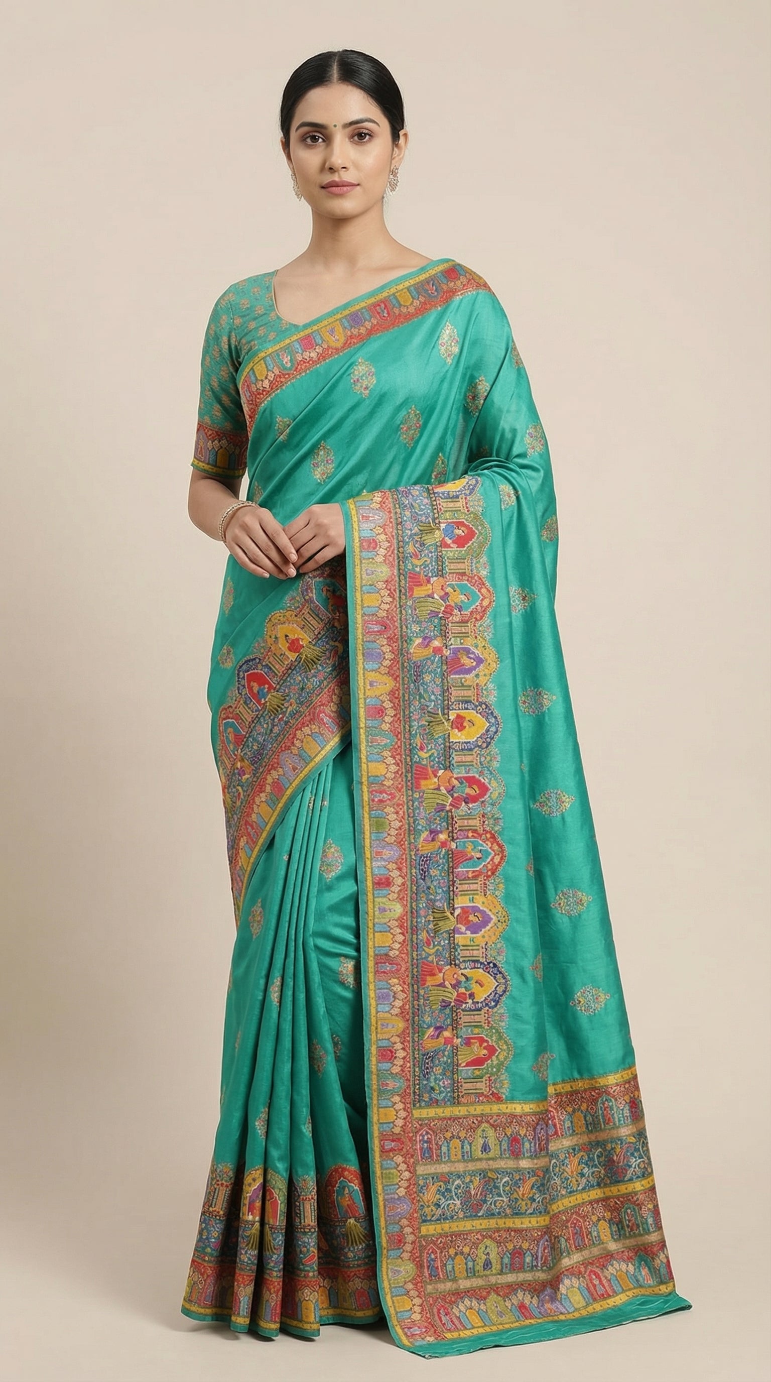 Heritage Silk jacquard viscose Saree with Position Print