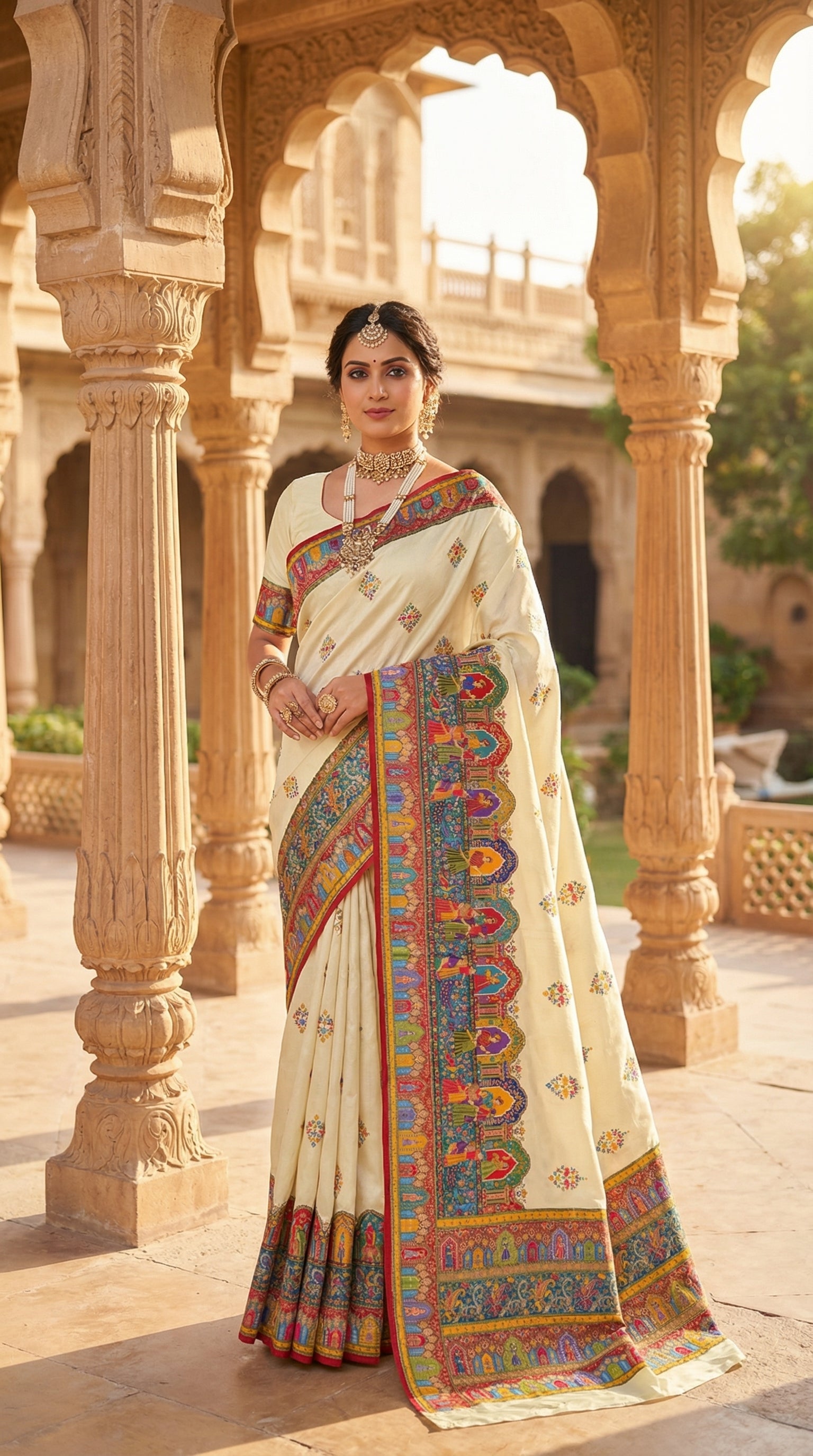 Heritage Silk  jacquard viscose Saree with Position Print