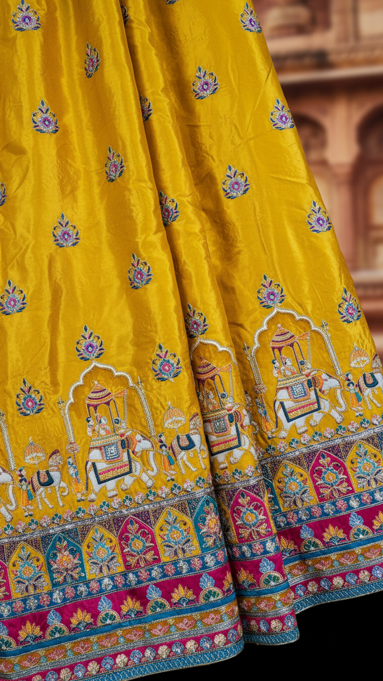 Crepe Beautiful Embroidery Lehenga Only Fabric