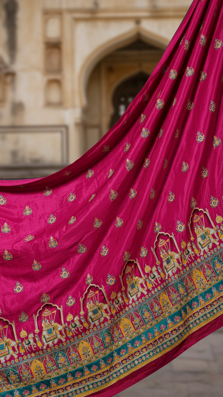 Crepe Beautiful Embroidery Lehenga Only Fabric