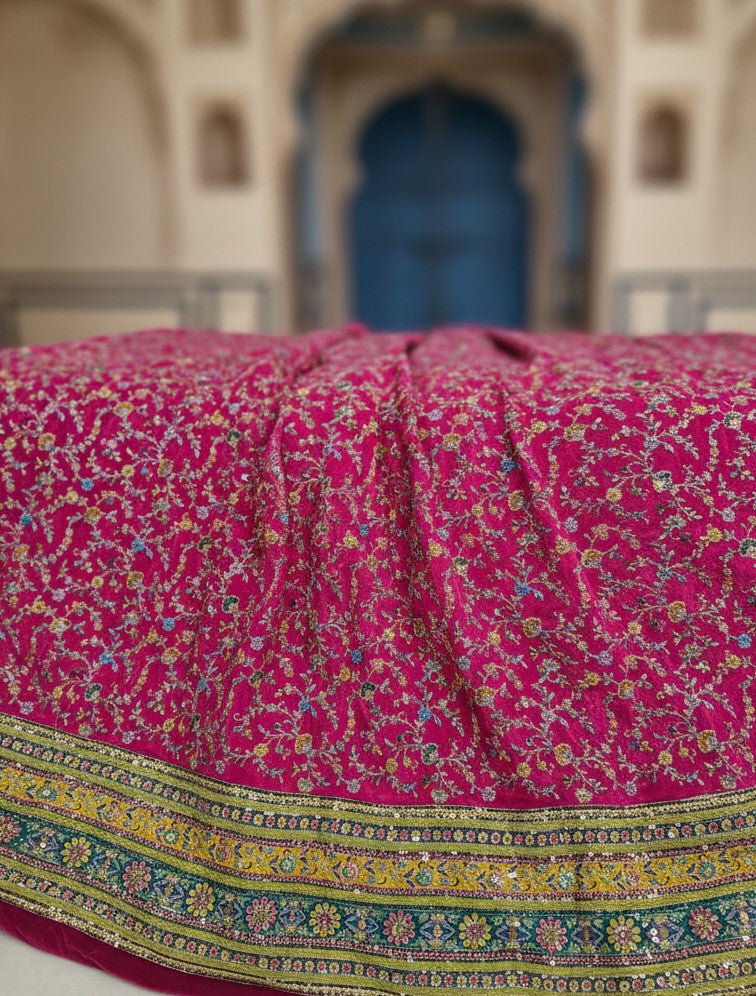 Men's Crepe Position Print embroidery Kurta Only Fabric