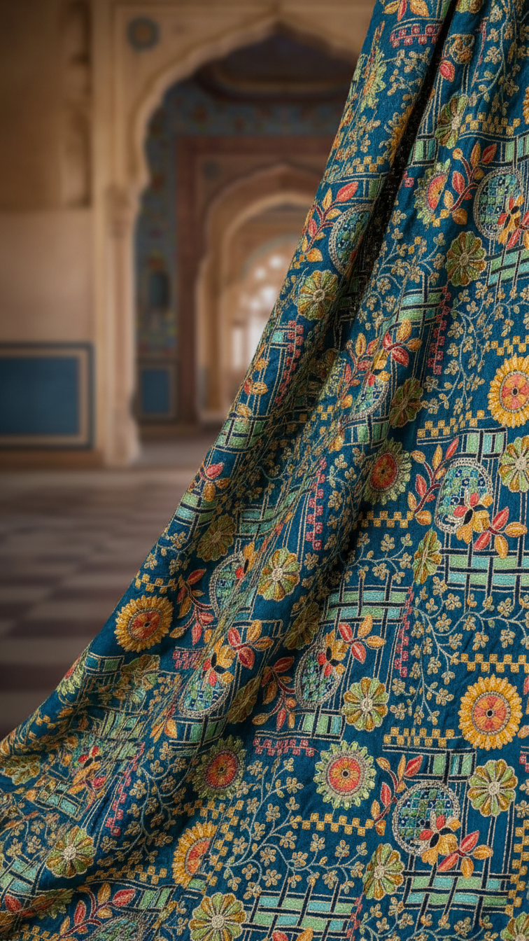 Embroidery Elegant Highlight Crepe Fabric