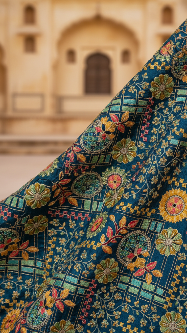 Embroidery Elegant Highlight Crepe Fabric