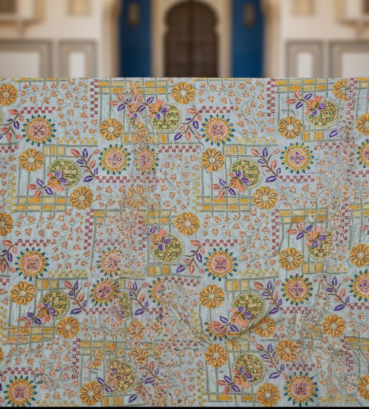 Embroidery Elegant Highlight Crepe Fabric