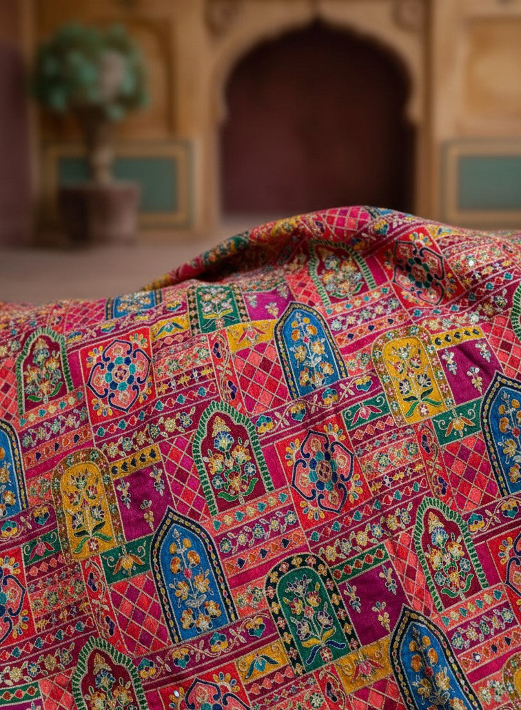 Rani Embroidery Crepe Fabric