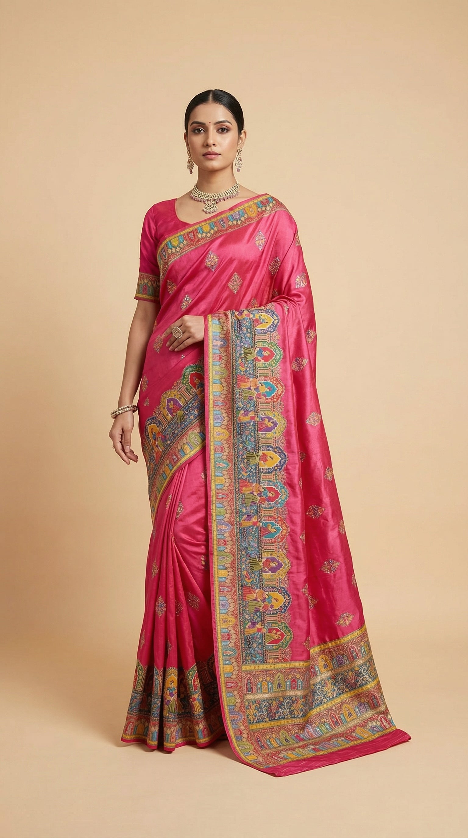 Heritage Silk  jacquard viscose Saree with Position Print