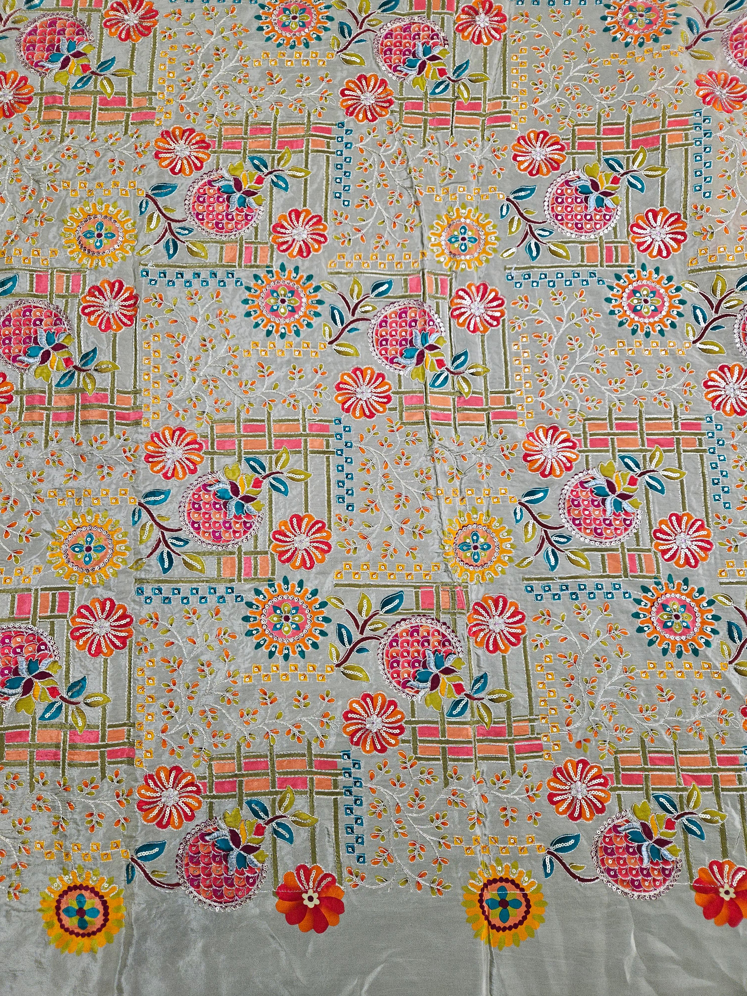Embroidery Elegant Highlight Crepe Fabric