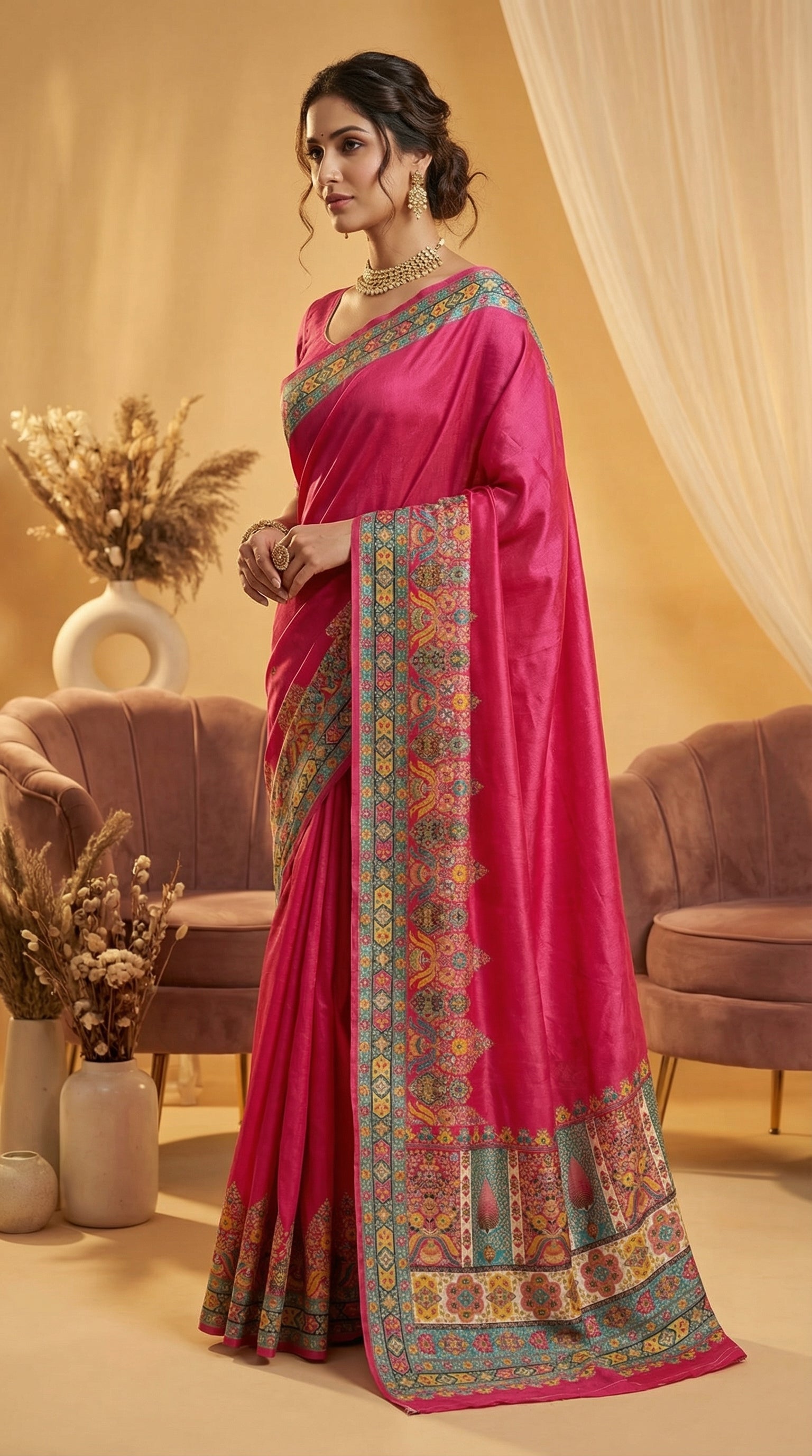 Ivory Rani Dola Silk jacquard viscose Position Saree