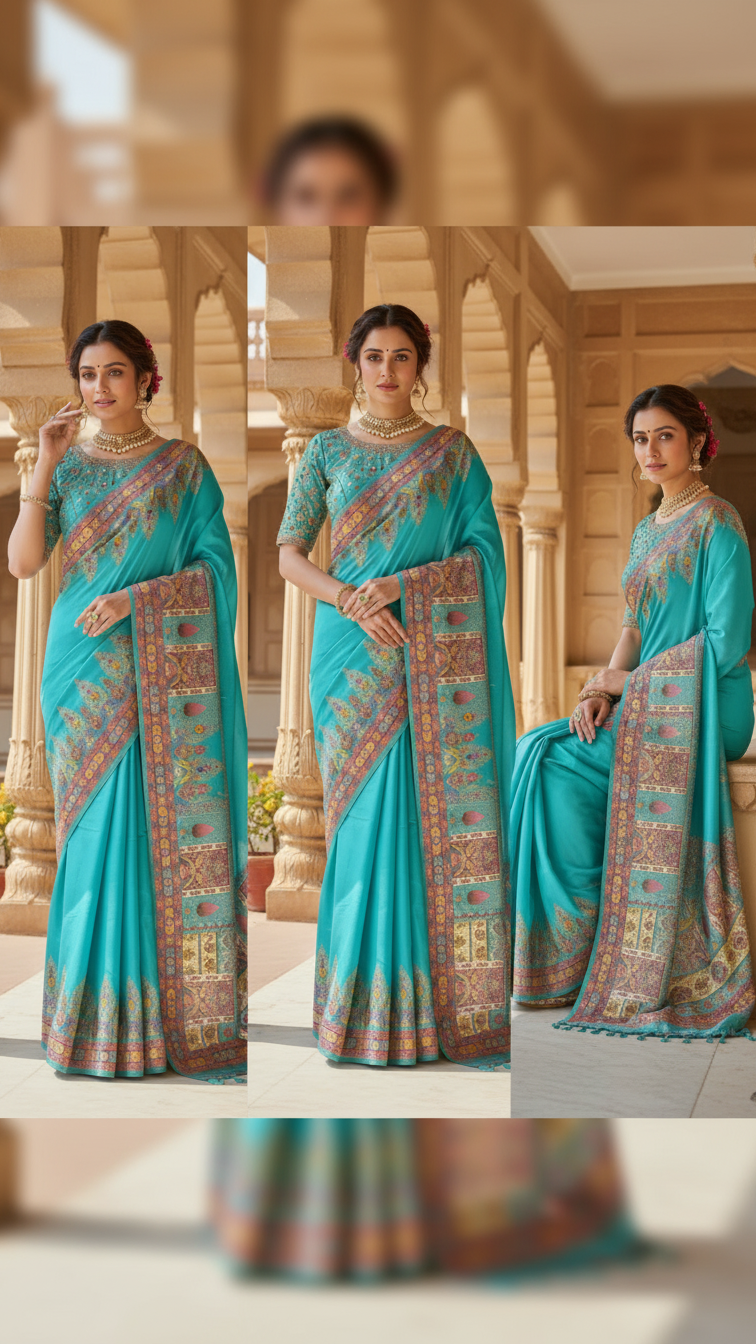 Ivory Rama Dola Silk jacquard viscose Position Saree