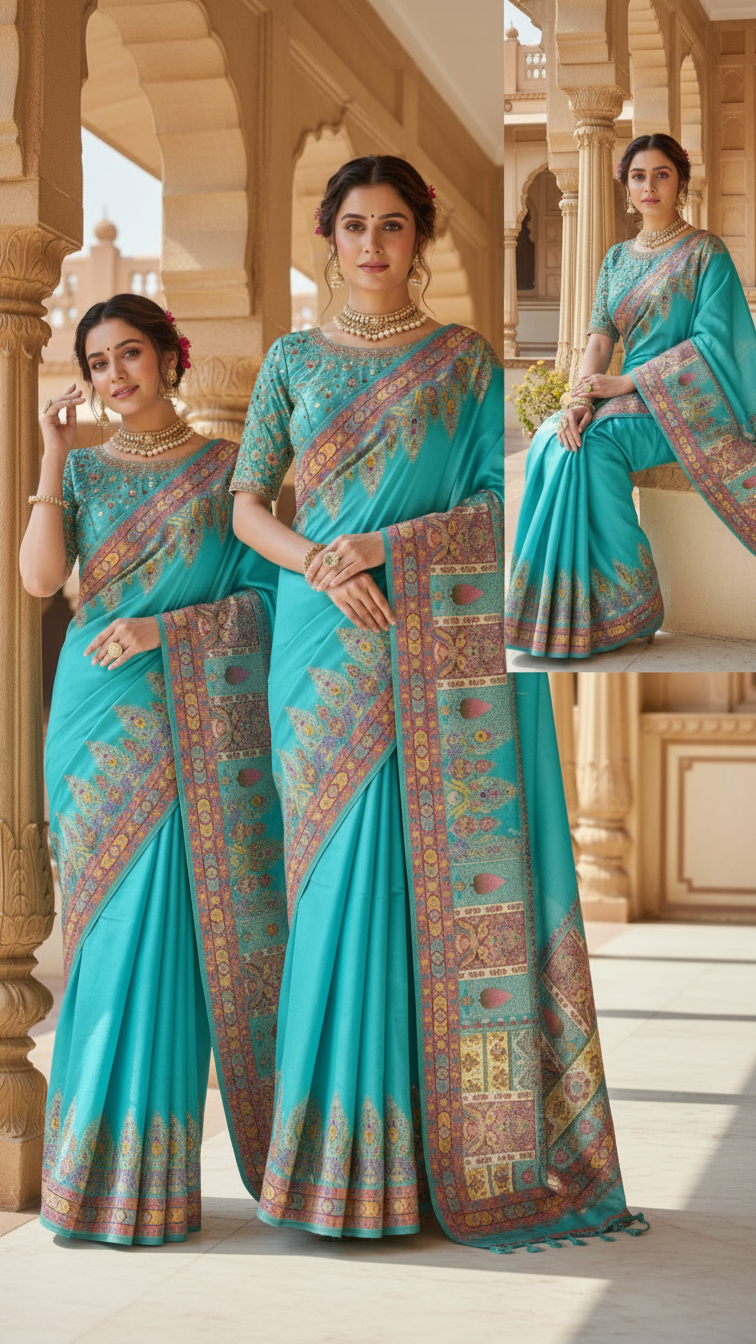 Ivory Rama Dola Silk jacquard viscose Position Saree