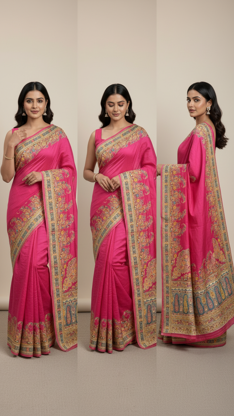 Rani Jacquard Viscose Saree With Position print