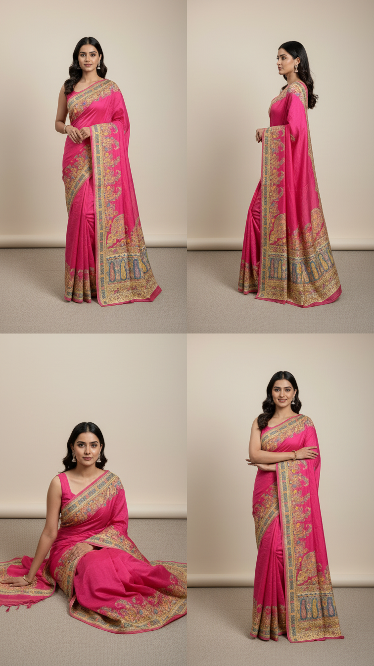 Rani Jacquard Viscose Saree With Position print