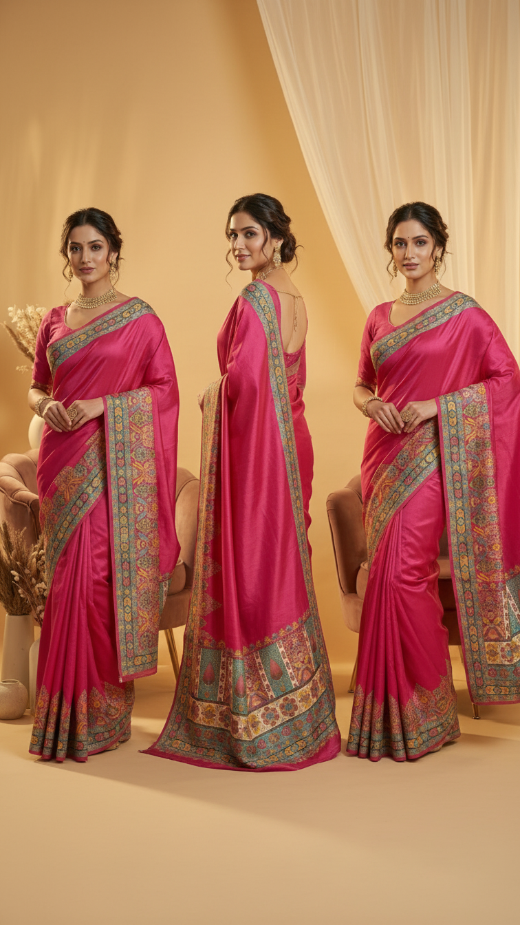 Ivory Rani Dola Silk jacquard viscose Position Saree