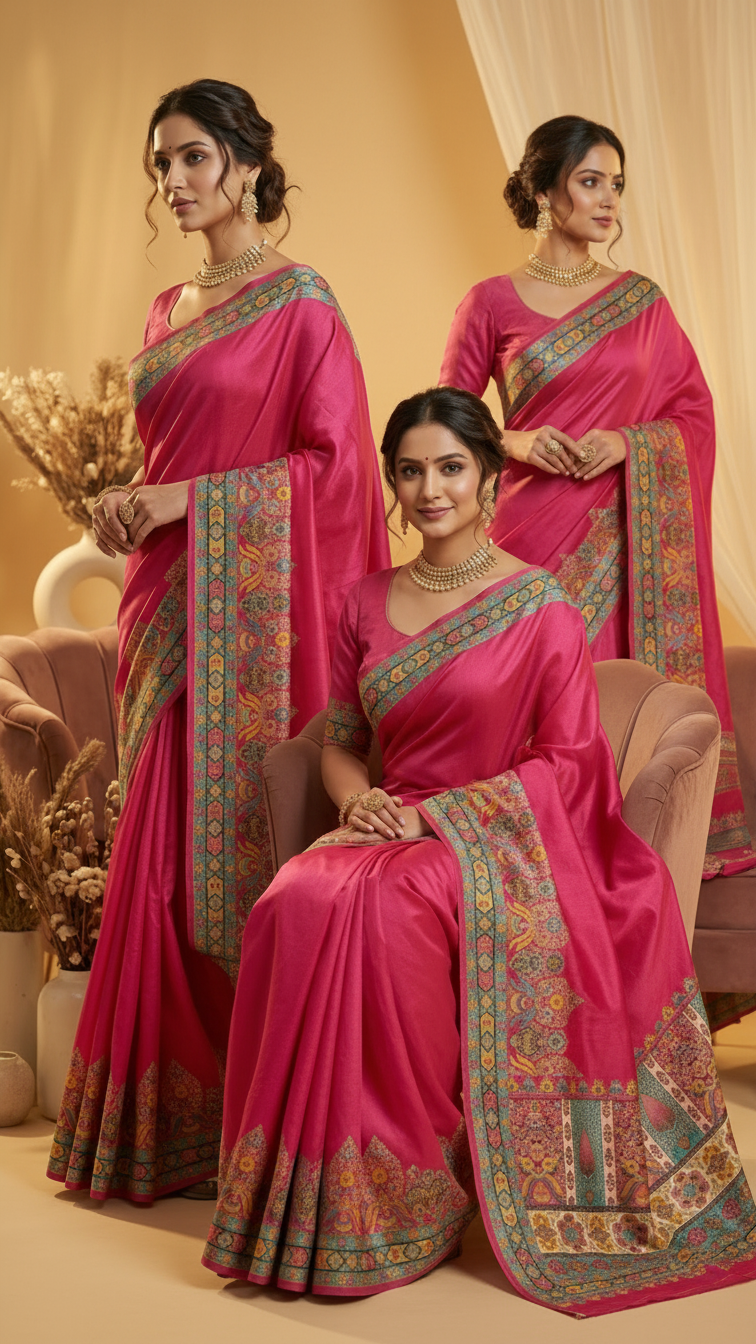 Ivory Rani Dola Silk jacquard viscose Position Saree