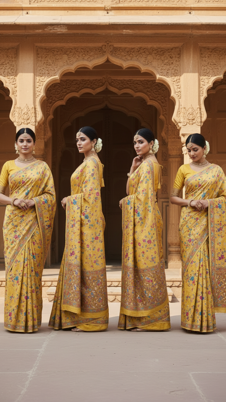 Heritage Silk  jacquard viscose Saree with Position Print