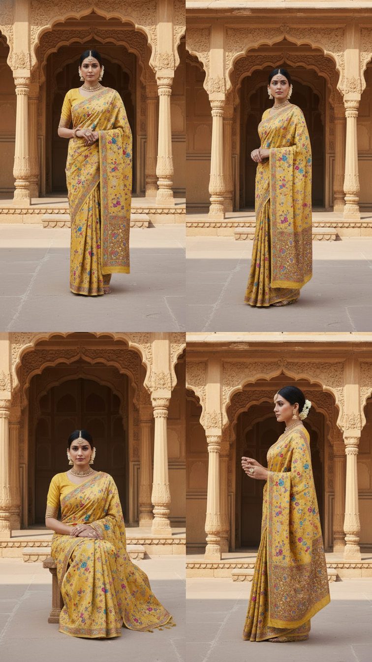 Heritage Silk  jacquard viscose Saree with Position Print