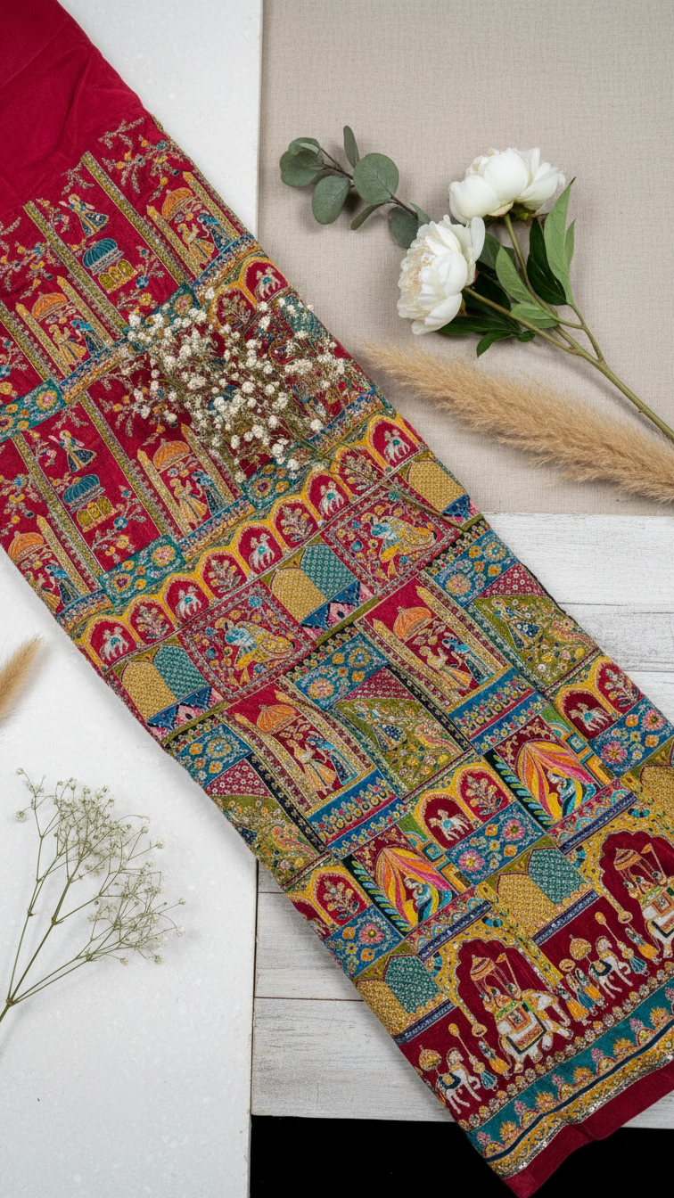 Embroidery Casual Koti Only Fabric