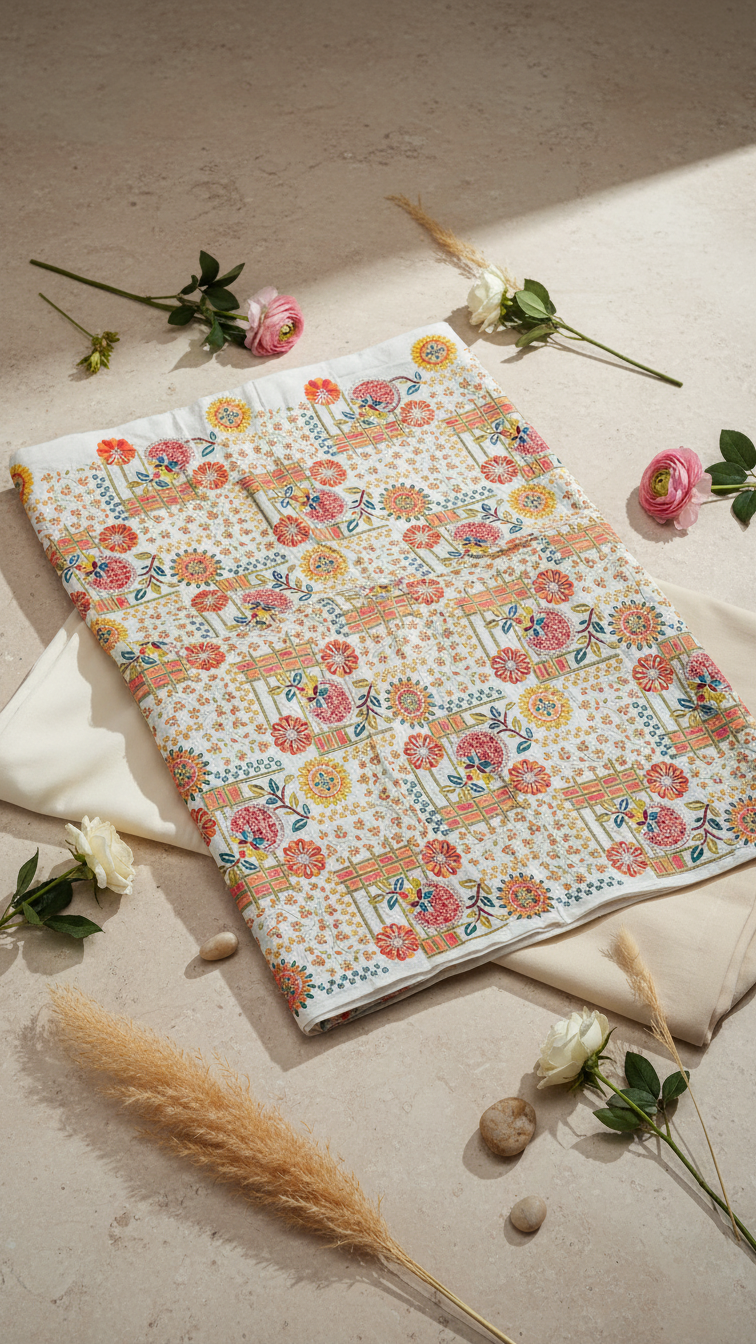 Designer Position Print Nehru Jacket Koti Only Fabric