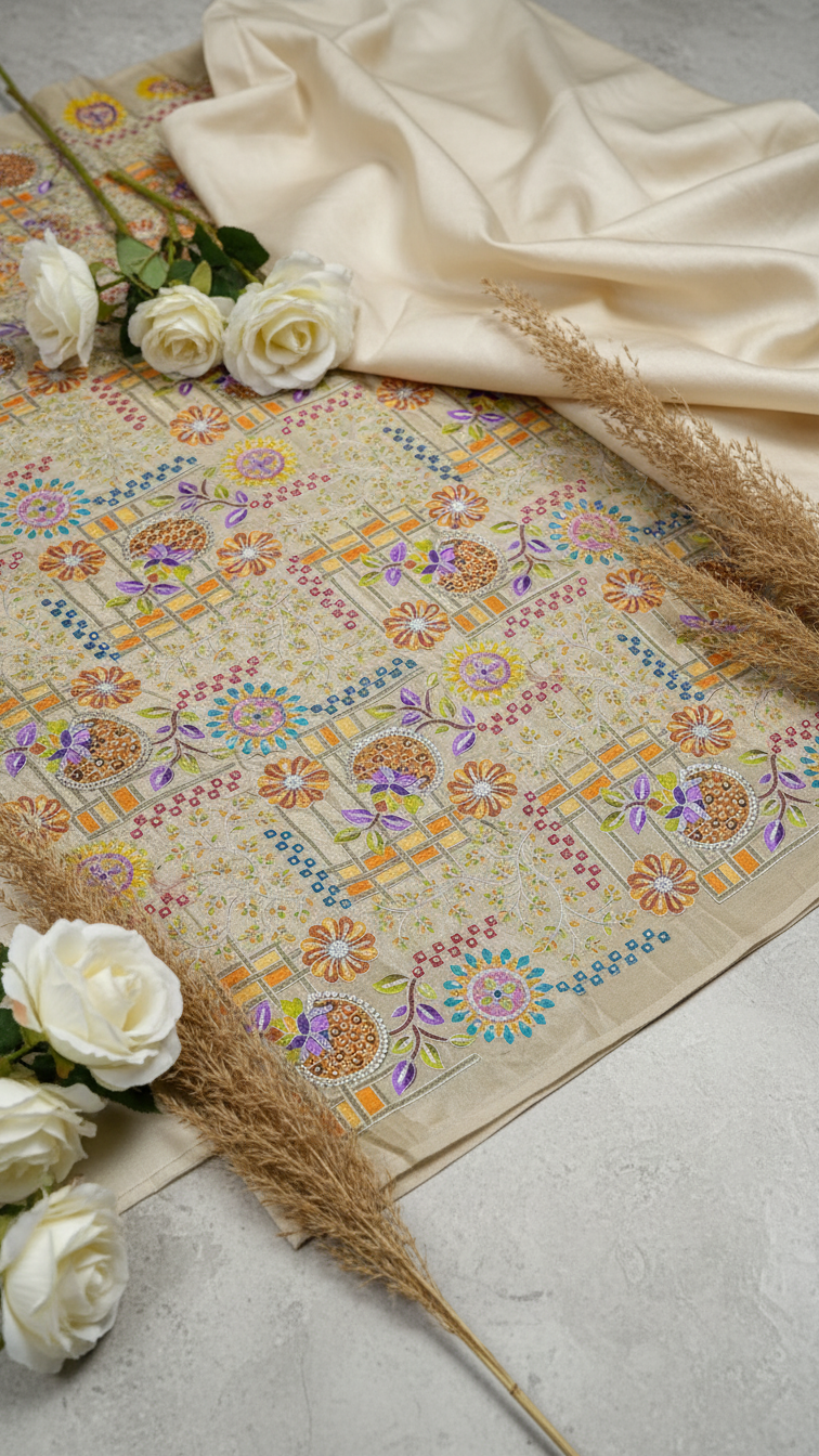 Embroidery Elegant Highlight Crepe Fabric