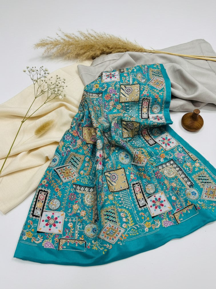 Embroidery Crepe Kurta Only Fabric