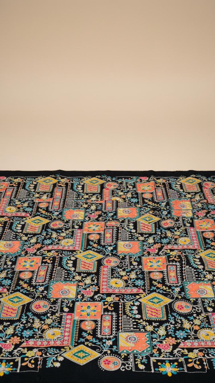 Embroidery Crepe Kurta Only Fabric