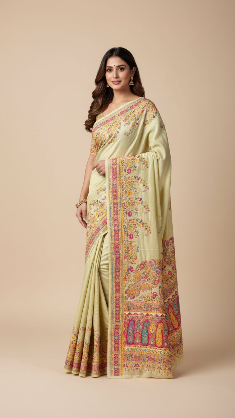 Mouse Color Jacquard Viscose Saree With Position print