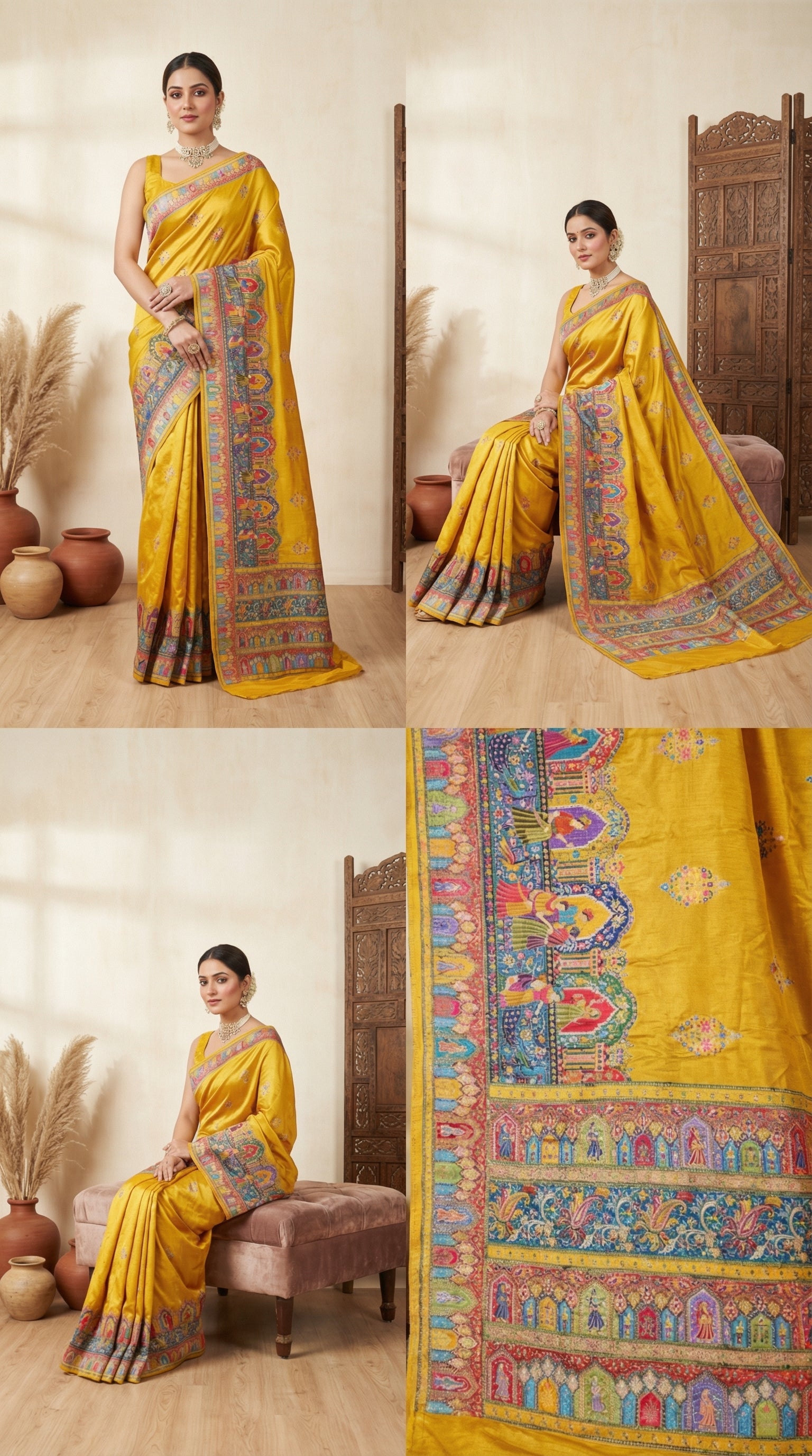 Heritage Silk jacquard viscose Saree with Position Print