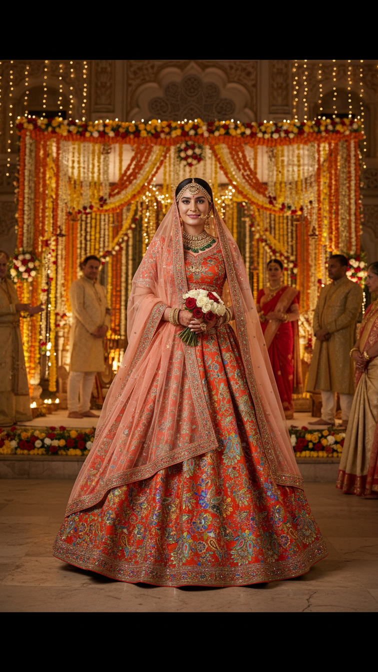 Position Print Floral Crepe Lehenga Set Only Fabric