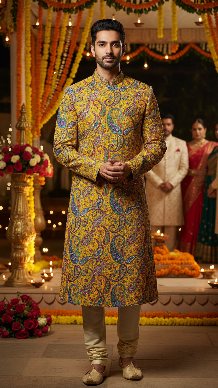 Mustad Colour Position Print embroidery Crepe Kurta only Fabric