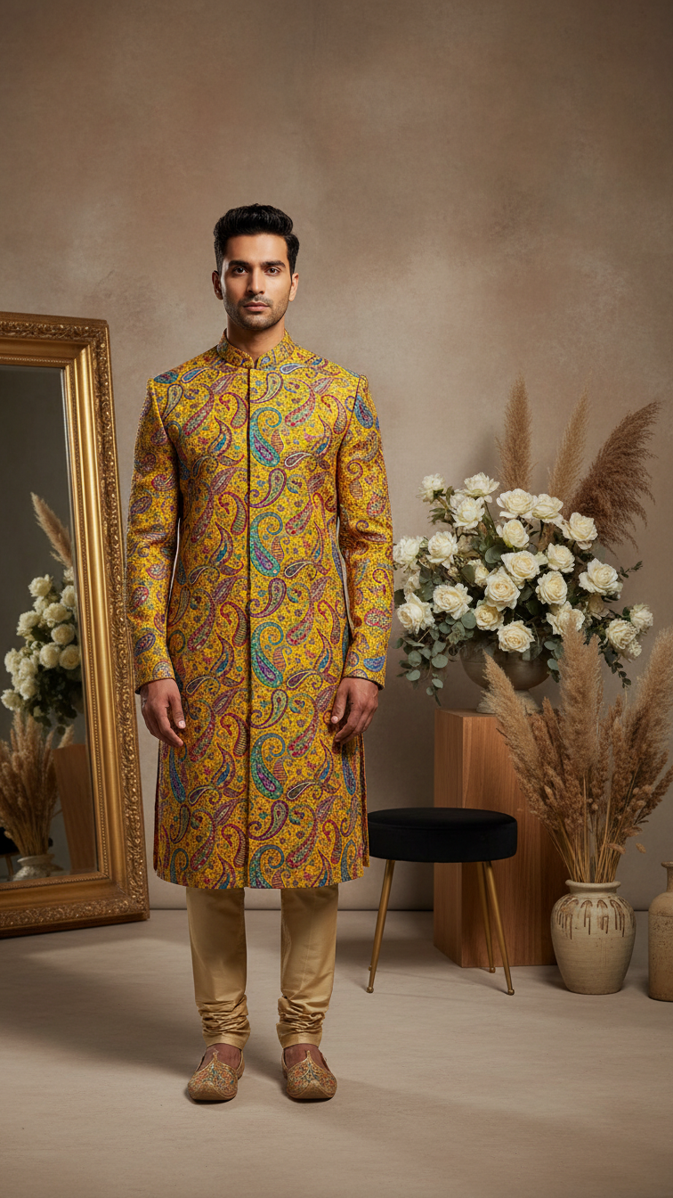 Mustad Colour Position Print embroidery Crepe Kurta only Fabric