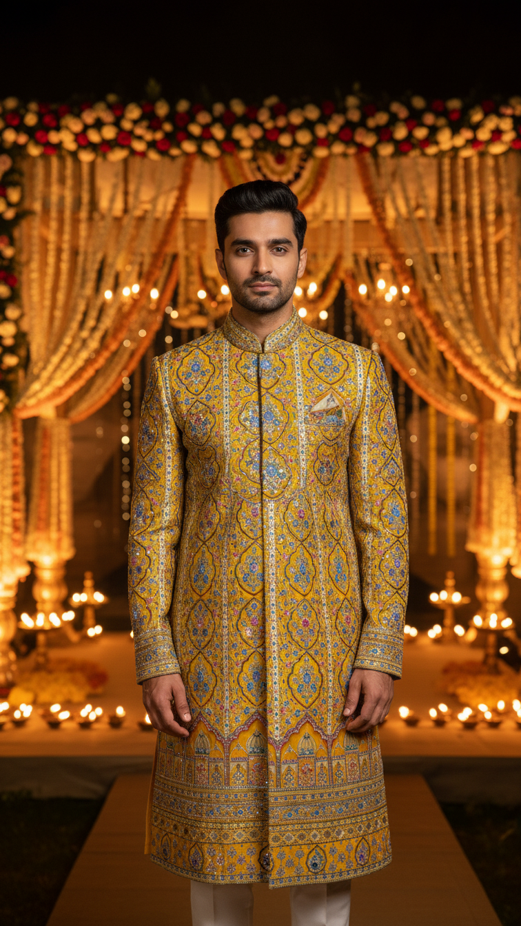 Position Print Crepe Kurta Fabric Only (Multicolour)