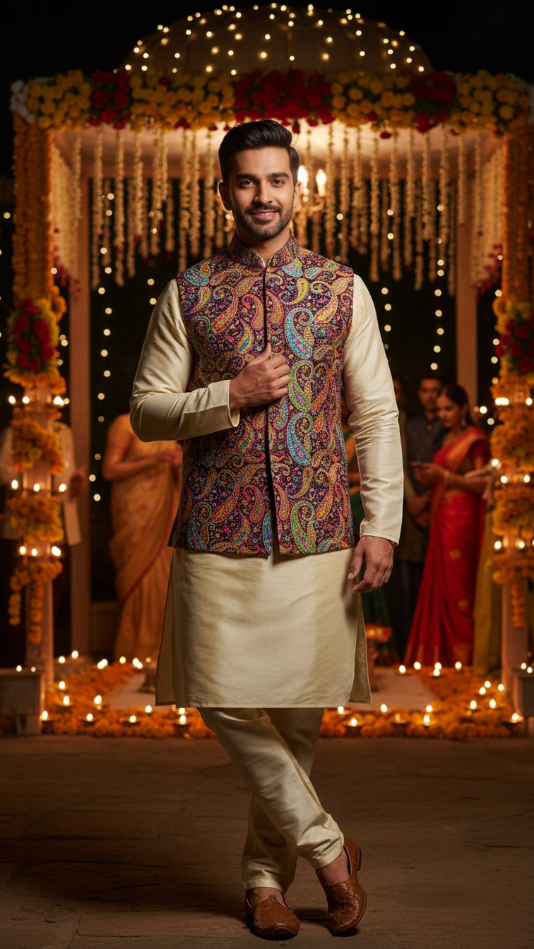 Embroidery Position Print Koti Only Fabric (Multicolor)