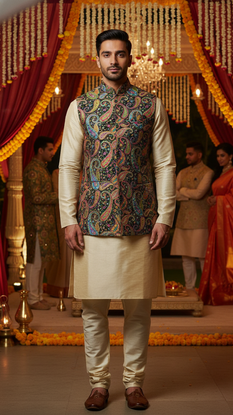 Embroidery Position Print Koti Only Fabric