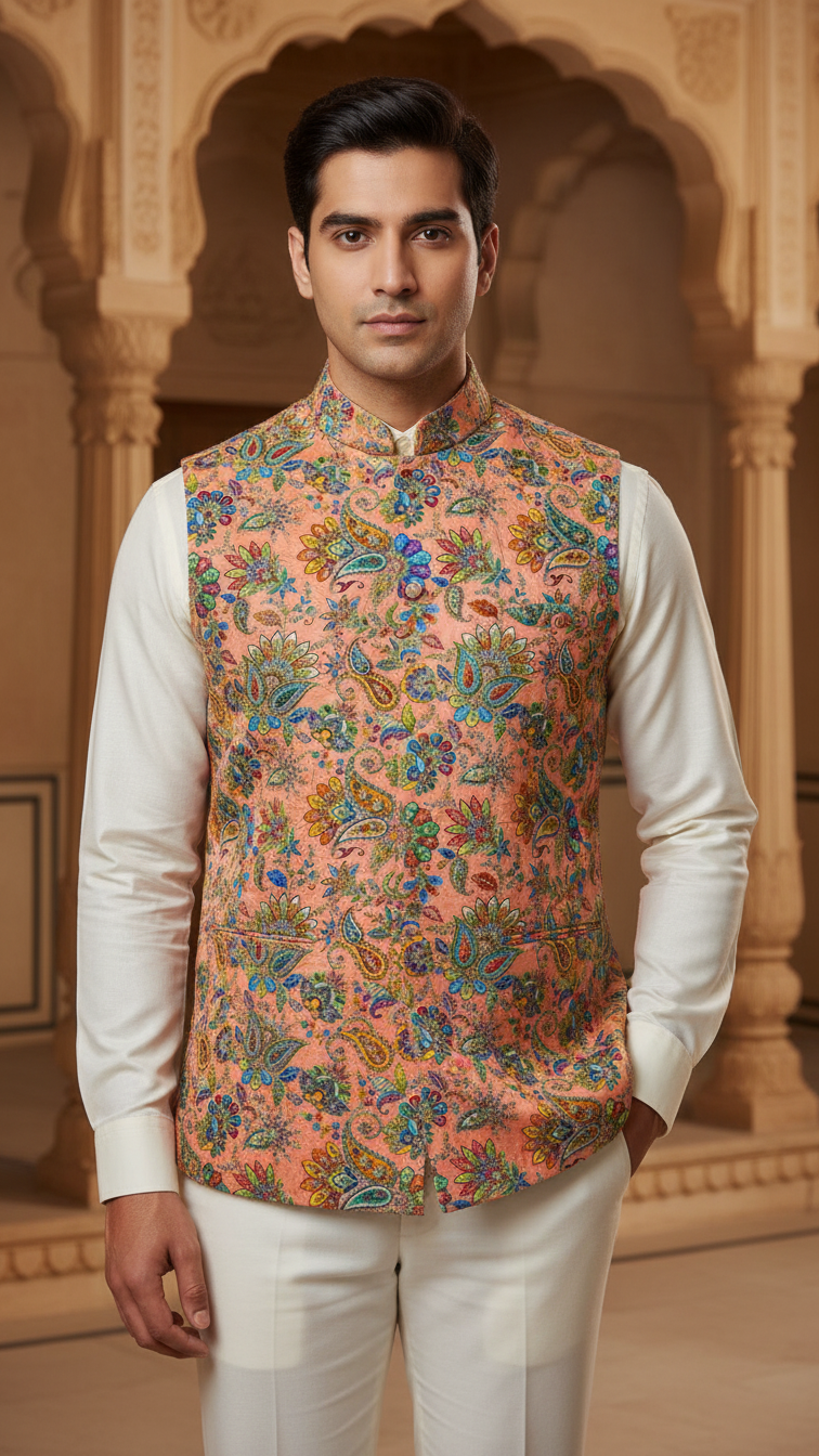 Embroidery Position Print Casual Koti Only Fabric