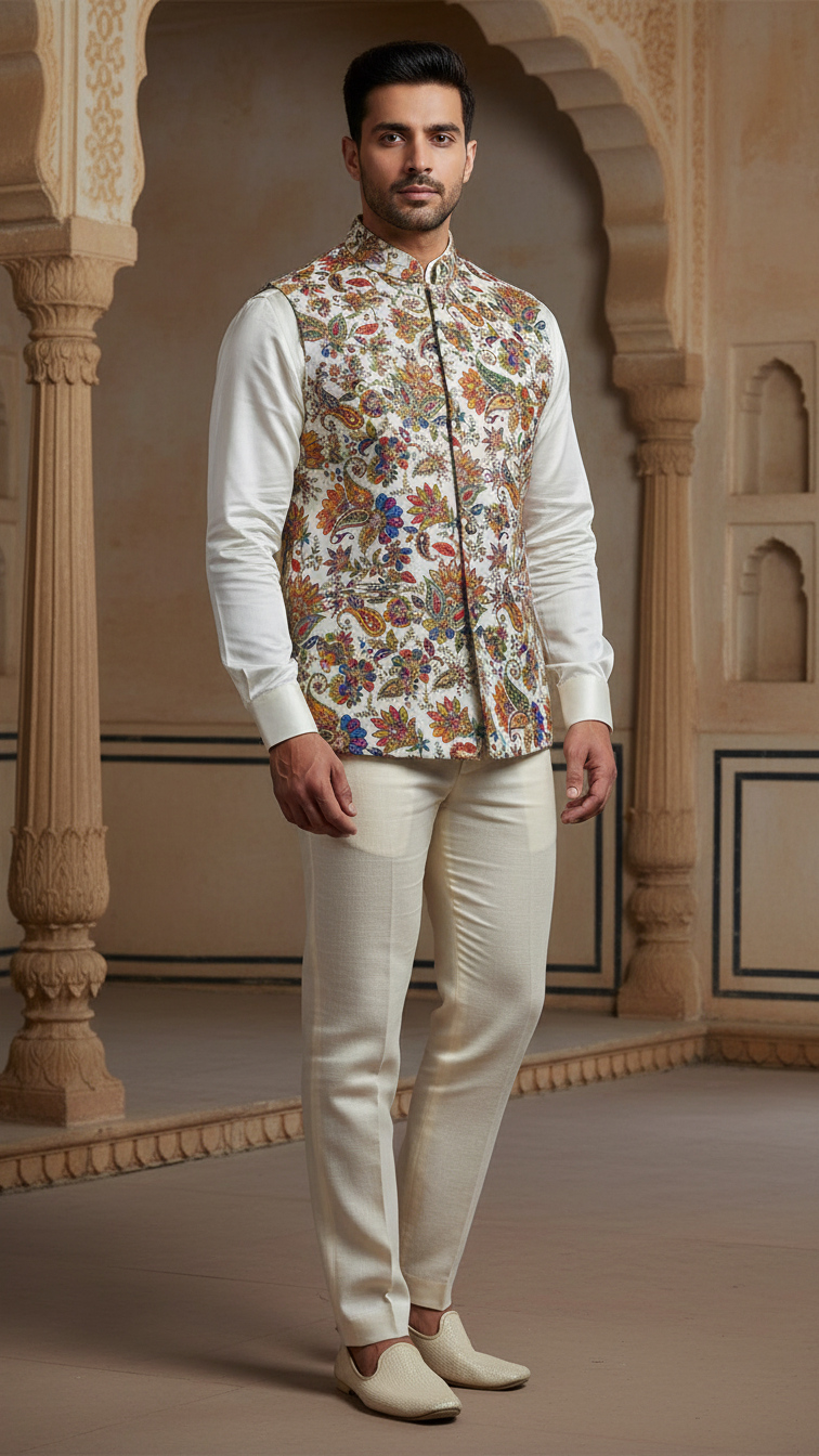 Embroidery Position Print Casual Koti Only Fabric