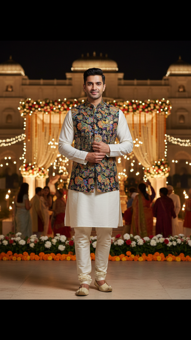 Embroidery Position Print Casual Koti Only Fabric