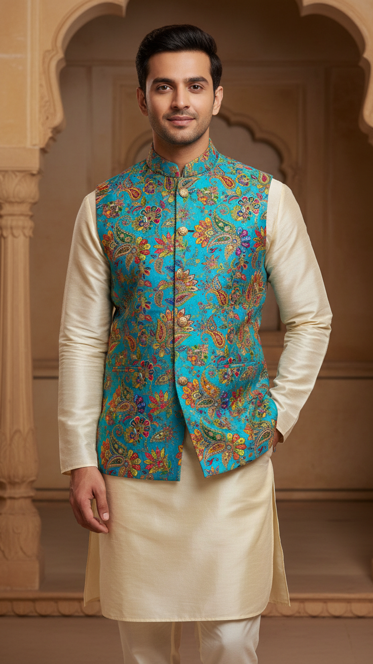 Embroidery Position Print Casual Koti Only Fabric