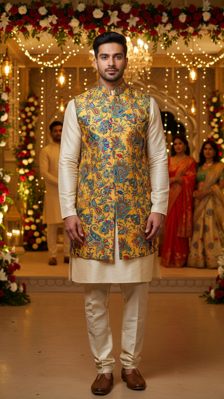 Embroidery Position Print Casual Koti Only Fabric