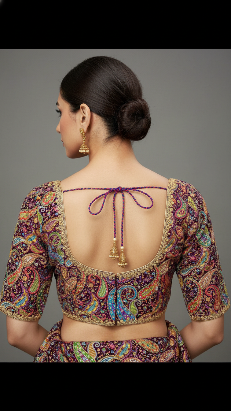 Wine colour Position Print Blouse Only Fabric