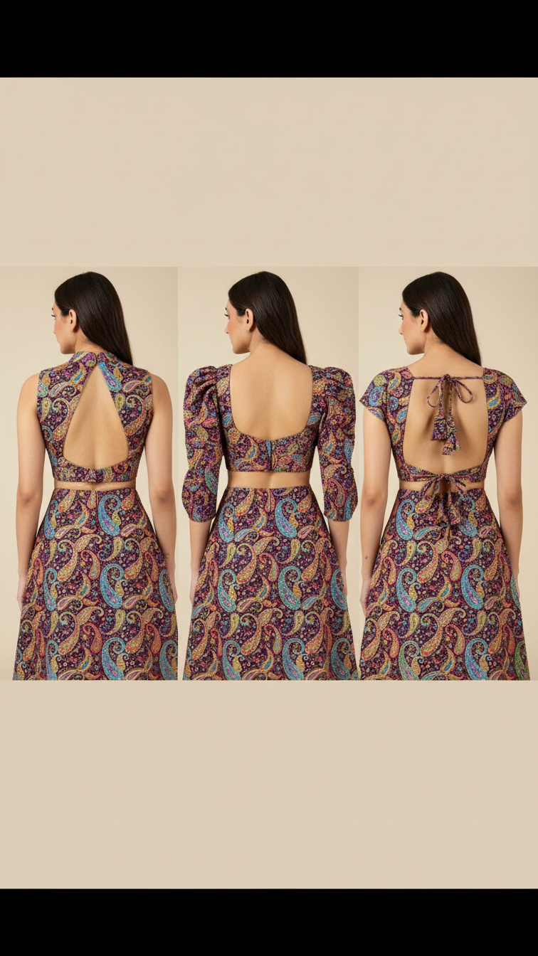 Wine colour Position Print Blouse Only Fabric