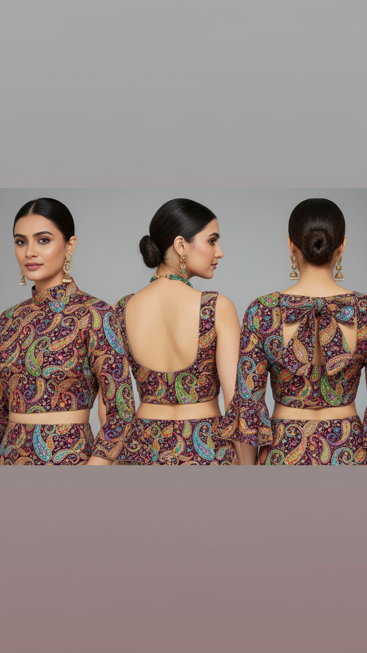 MultiColour Position Print Blouse Only Fabric