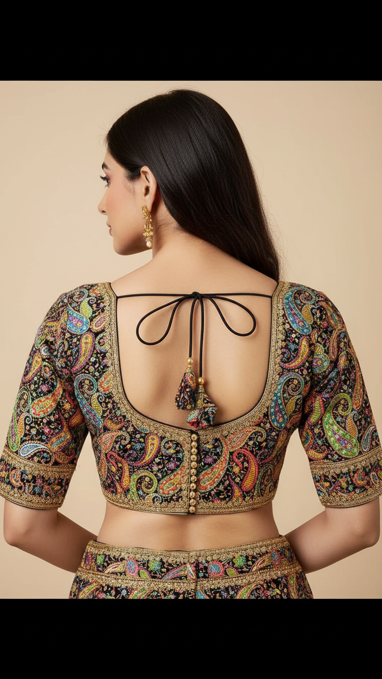 Royal Multicolour Position Print Blouse Only Fabric