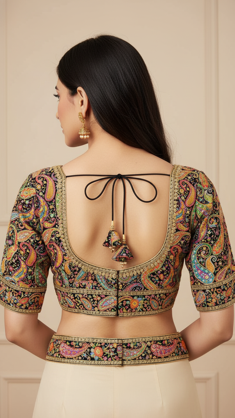 MultiColour Position Print Blouse Only Fabric